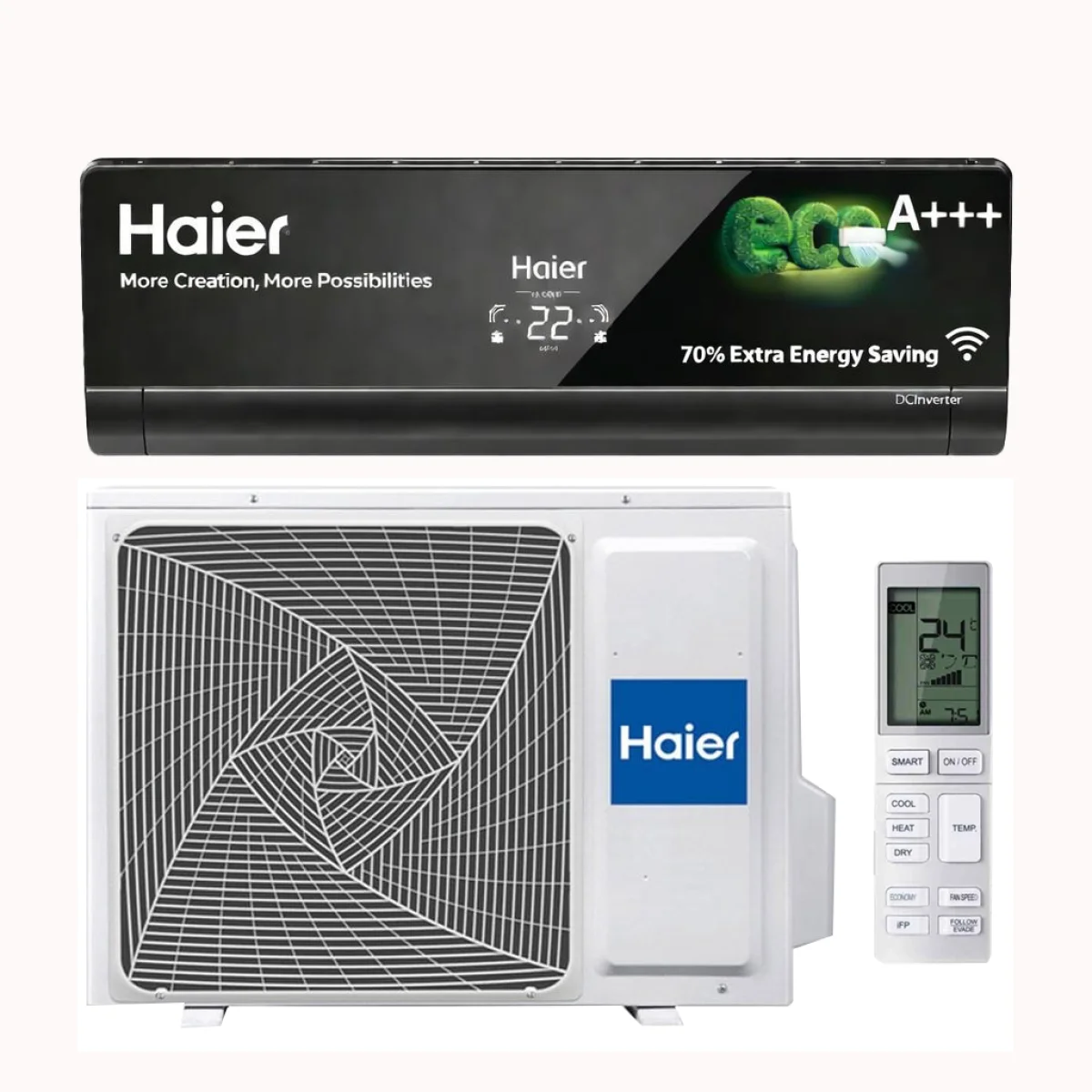 SPLIT HAIER COOL BLACK MIRROR +WIFI 25000BTU