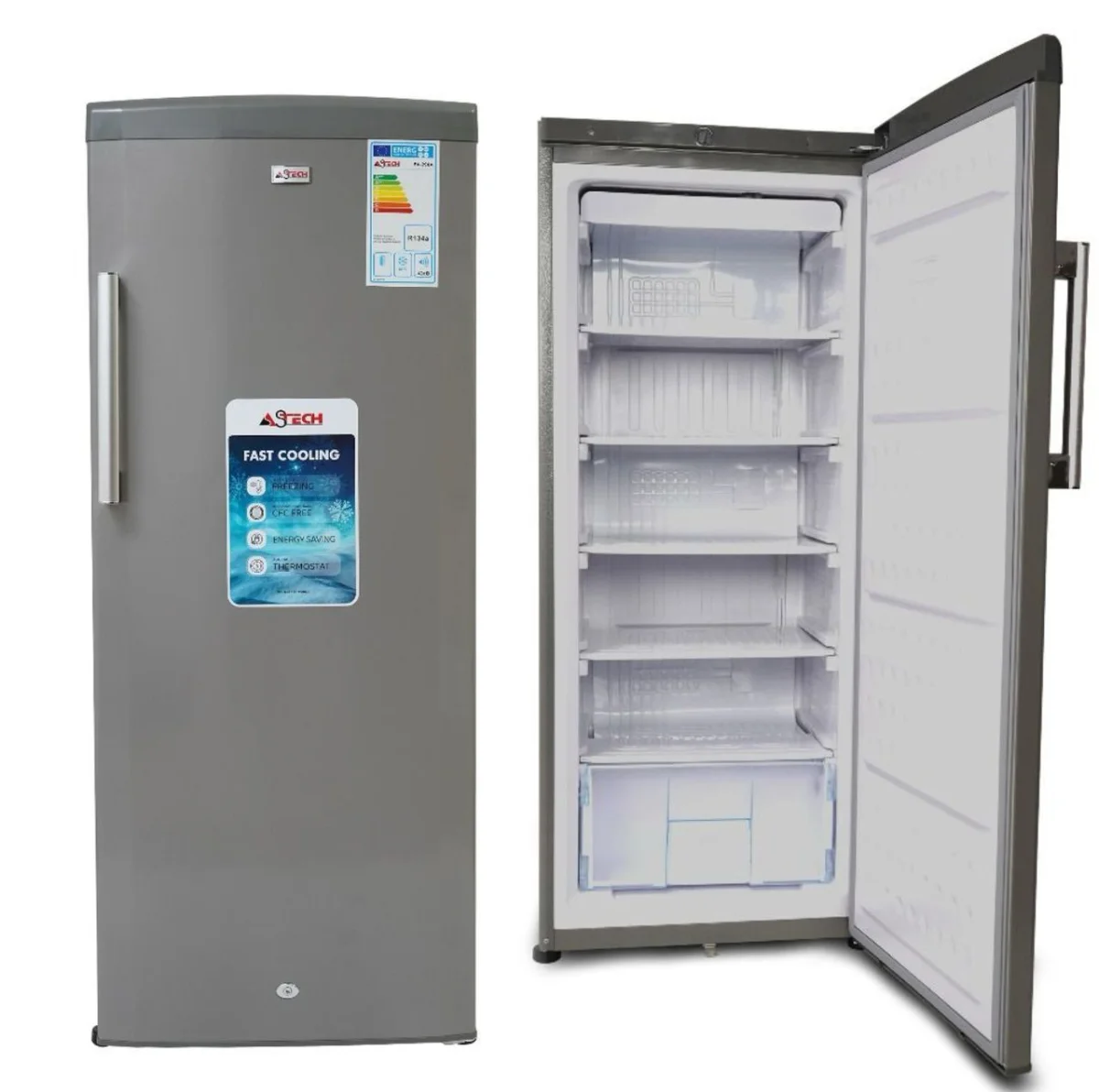 CONGELATEUR ASTECH VERTICAL 6TIROIRS PLAQUE ALUMINIUM GRIS 250LITRES PA290A