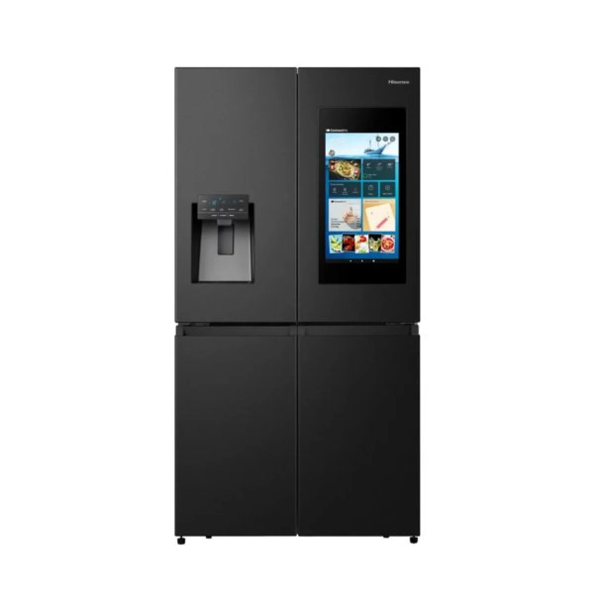REFRIGERATEUR HISENSE SIDE BY SIDE 4PORTES 522L AVEC FONTAINE + ECRAN NOIR WIFI RC- 68WC4SB