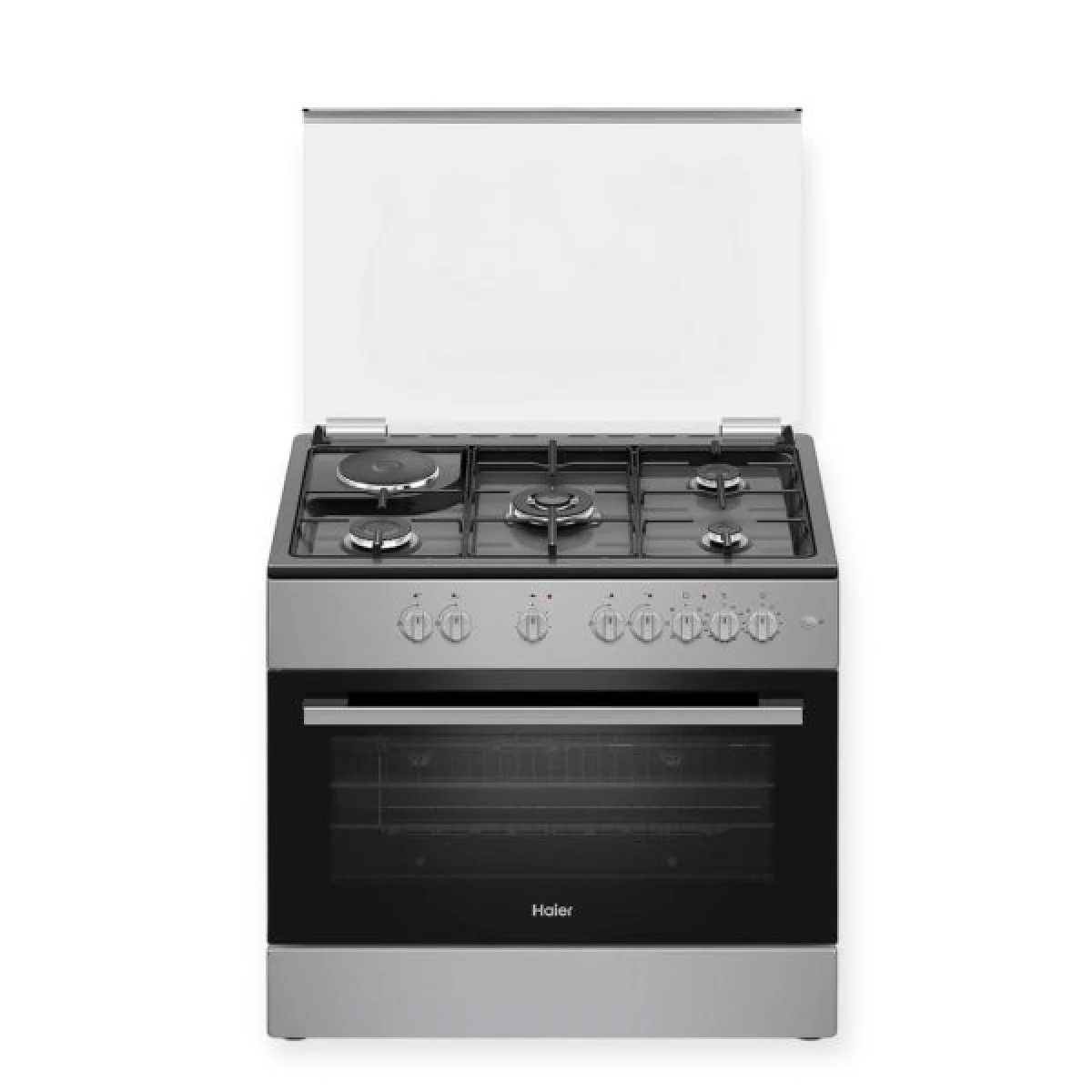 CUISINIERE HAIER MIXTE 5FEUX 90X60 4F A GAZ 1FEUX ELECTRIQUE GRIS/NOIR HCR6041EESB
