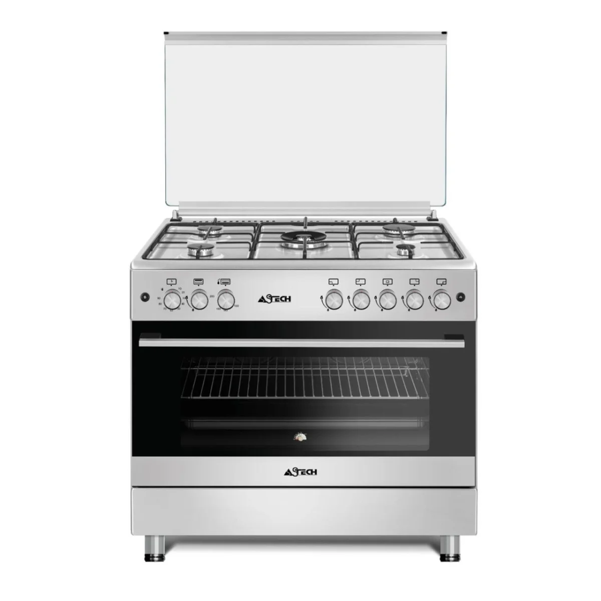 CUISINIERE ASTECH 5FEUX 90X60 A GAZ FULL OPTION VENTILO+FOUR ELECTRIQUE CK97MS