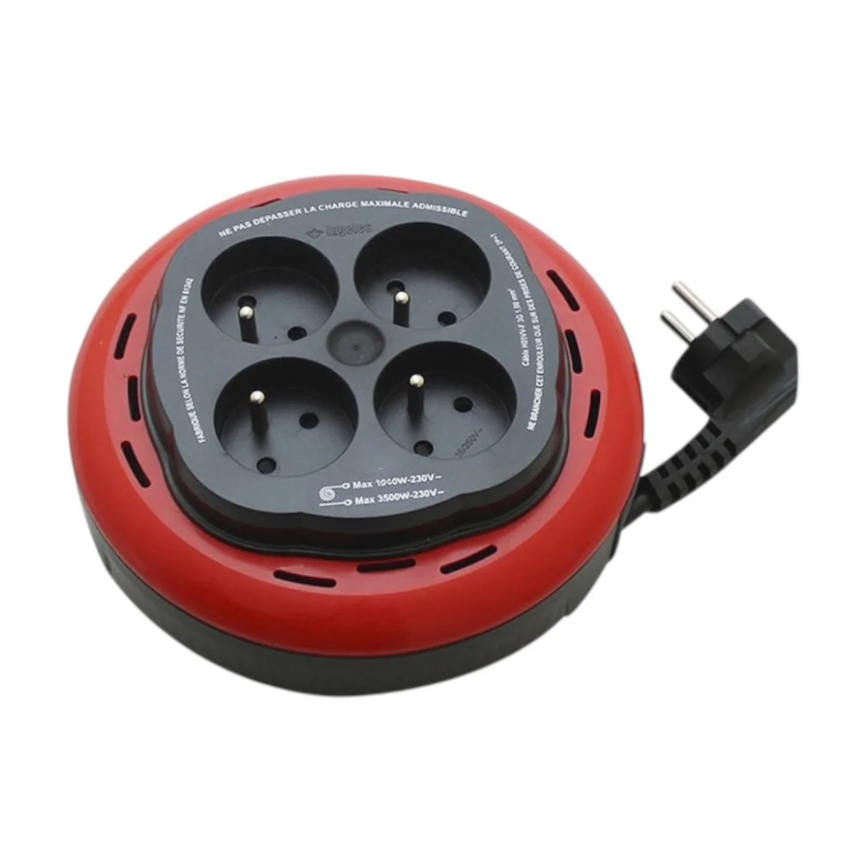 RALLONGE INGELEC RONDE ROUGE NOIRE 4 PRISE 10M 
