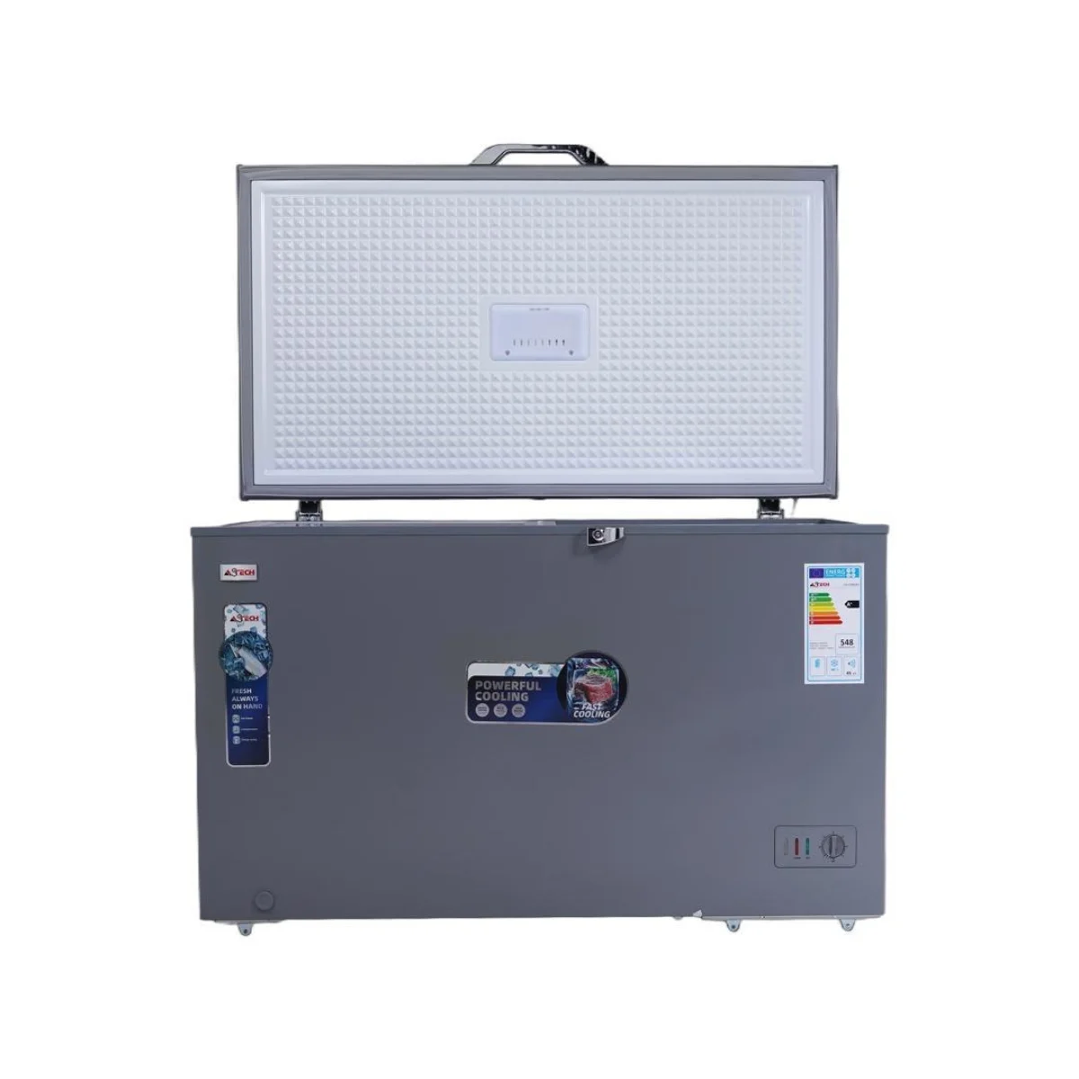 CONGELATEUR ASTECH HORIZONTAL 500LITRES AVEC VITRE SILVER CH500GM 