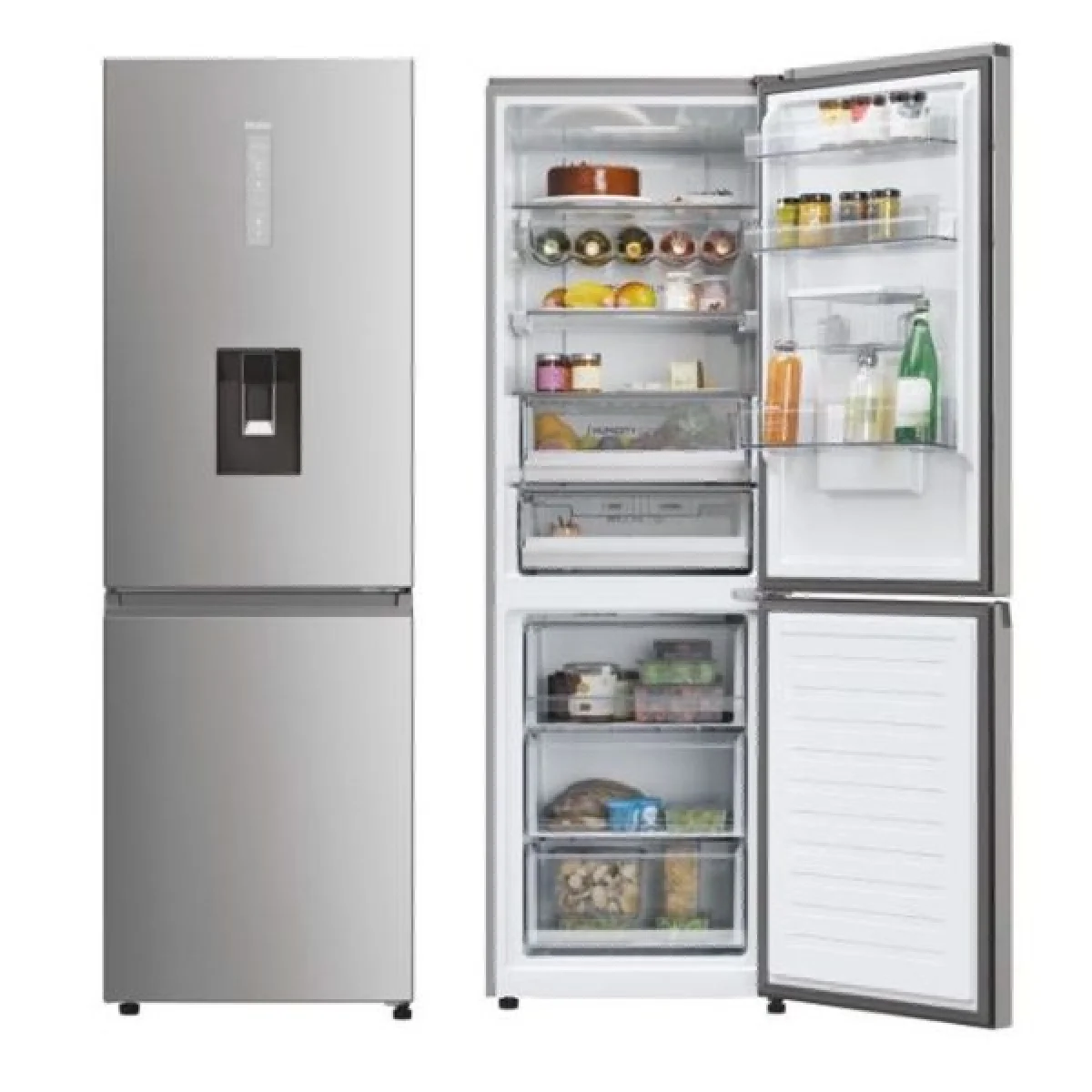 REFRIGERATEUR HAIER COMBINE 3TIROIRS 350LITRES AVEC FONTAINE NOFROST GRIS HDPW5618DWPK