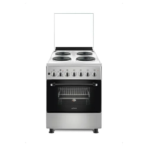 CUISINIERE ASTECH 4FEUX 60X60 ELECTRIQUE AVEC FOUR ELECTRIQUE GRIS ELO4ELE
