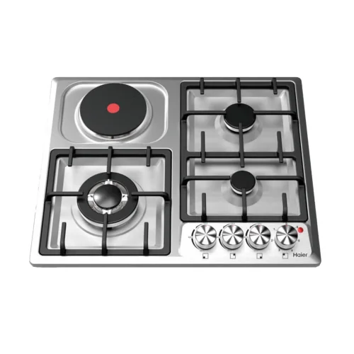 PLAQUE HAIER ENCASTRABLE 4FEUX MIXTE 3F A GAZ 1F ELECTRIQUE INOX HOBF6OFS