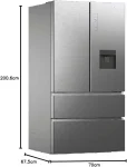 REFRIGERATEUR HAIER SIDE BY SIDE 4PORTERS 477LITRES AVEC FONTAINE GRIS HFW7720EWMP